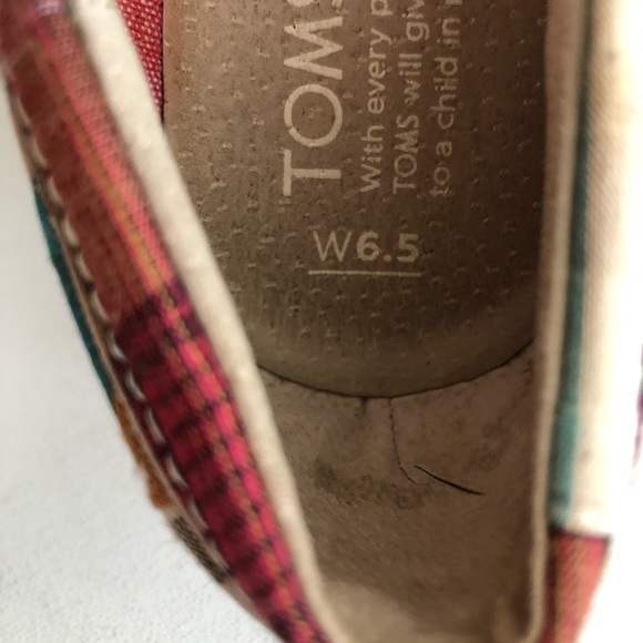 Toms Canvas Plaid Peep Toe Espadrille Wedge - Picture 8 of 8